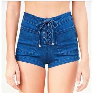 NWOT BDG high waisted tie jean shorts